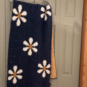 Floral Navy and and yellow reversible mega scarf